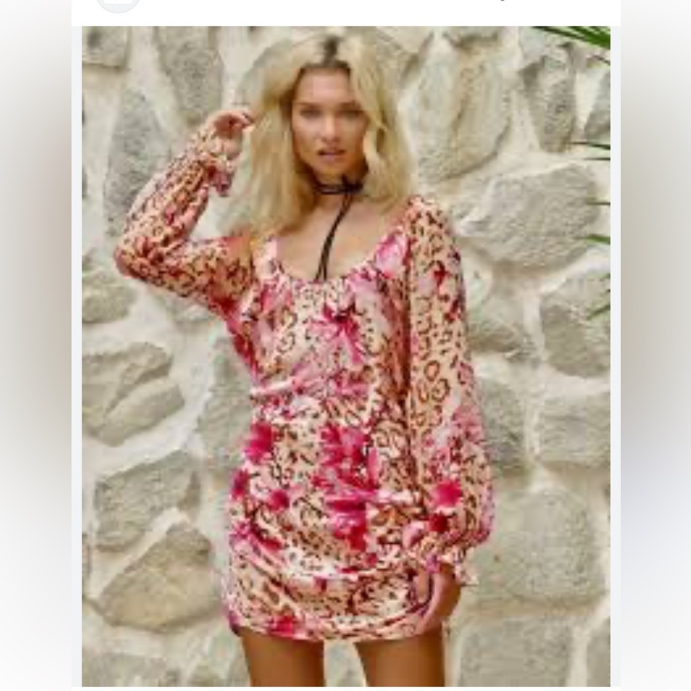 Little Joe Woman by Gail Elliott Pink Floral Leopard Print Dress